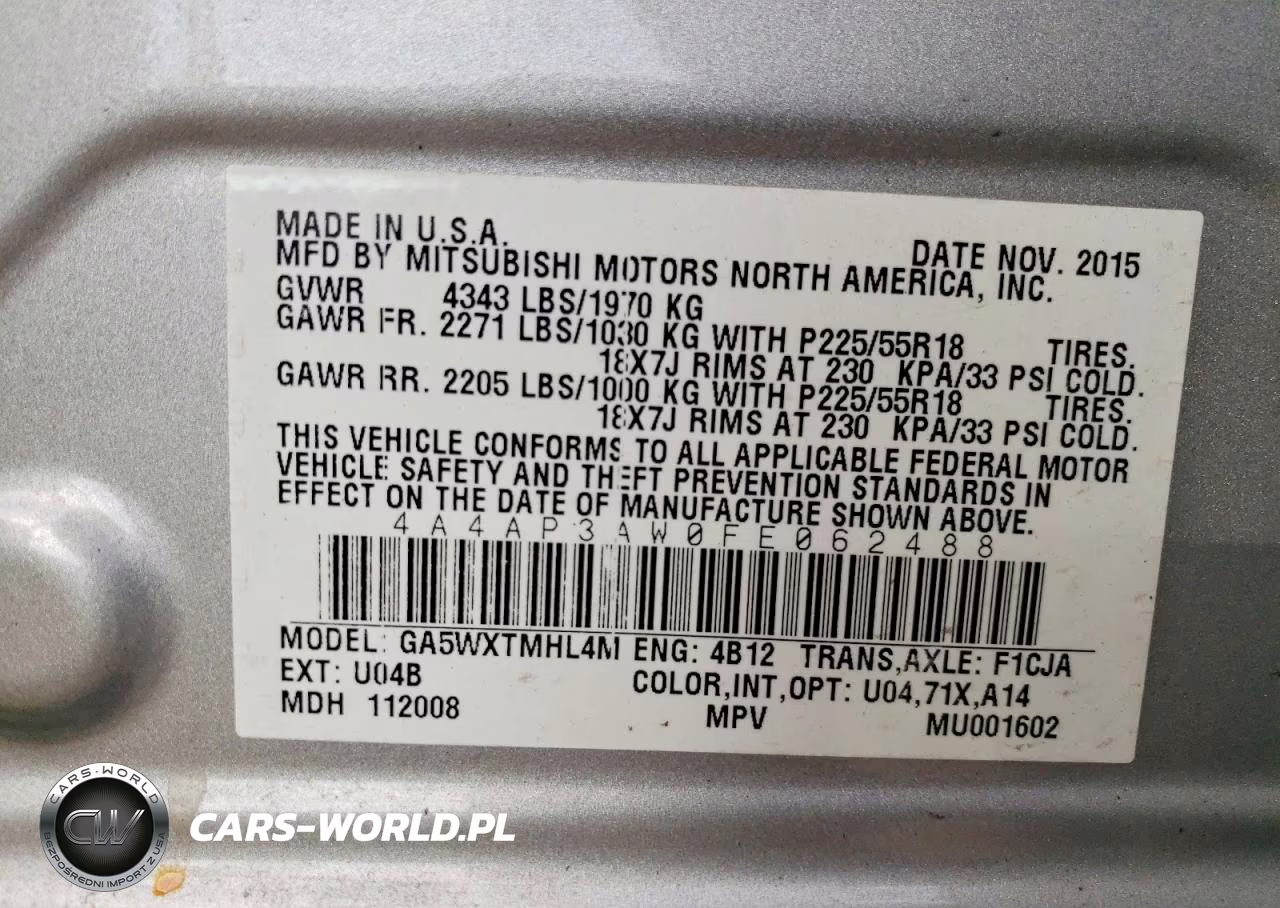 2015 Mitsubishi Outlander Sport Es VIN:4A4AP3AW0FE062488 - 13