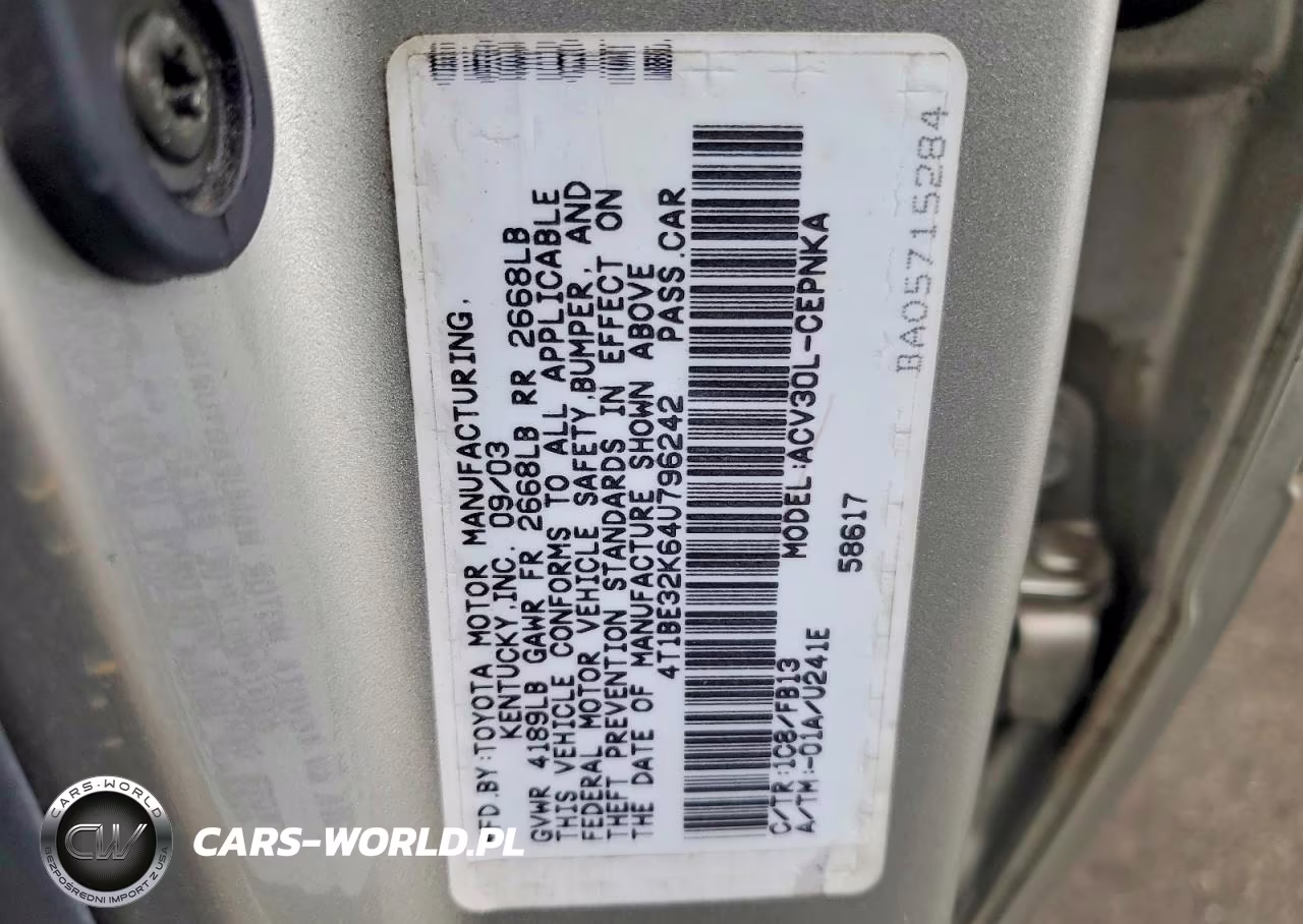 2004 Toyota Camry Le VIN:4T1BE32K64U796242 - 12