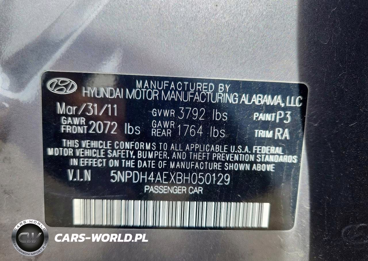 2011 Hyundai Elantra Gls VIN:5NPDH4AEXBH050129 - 12