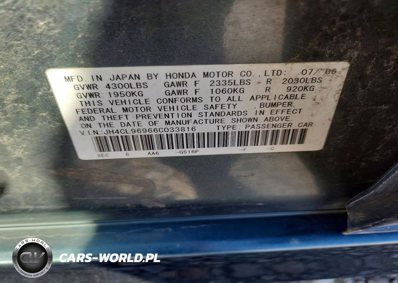 2006 Acura Tsx VIN:JH4CL96966C033816 - 12