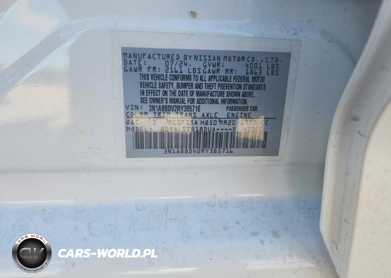 2024 Nissan Sentra Sr VIN:3N1AB8DV2RY385716 - 12