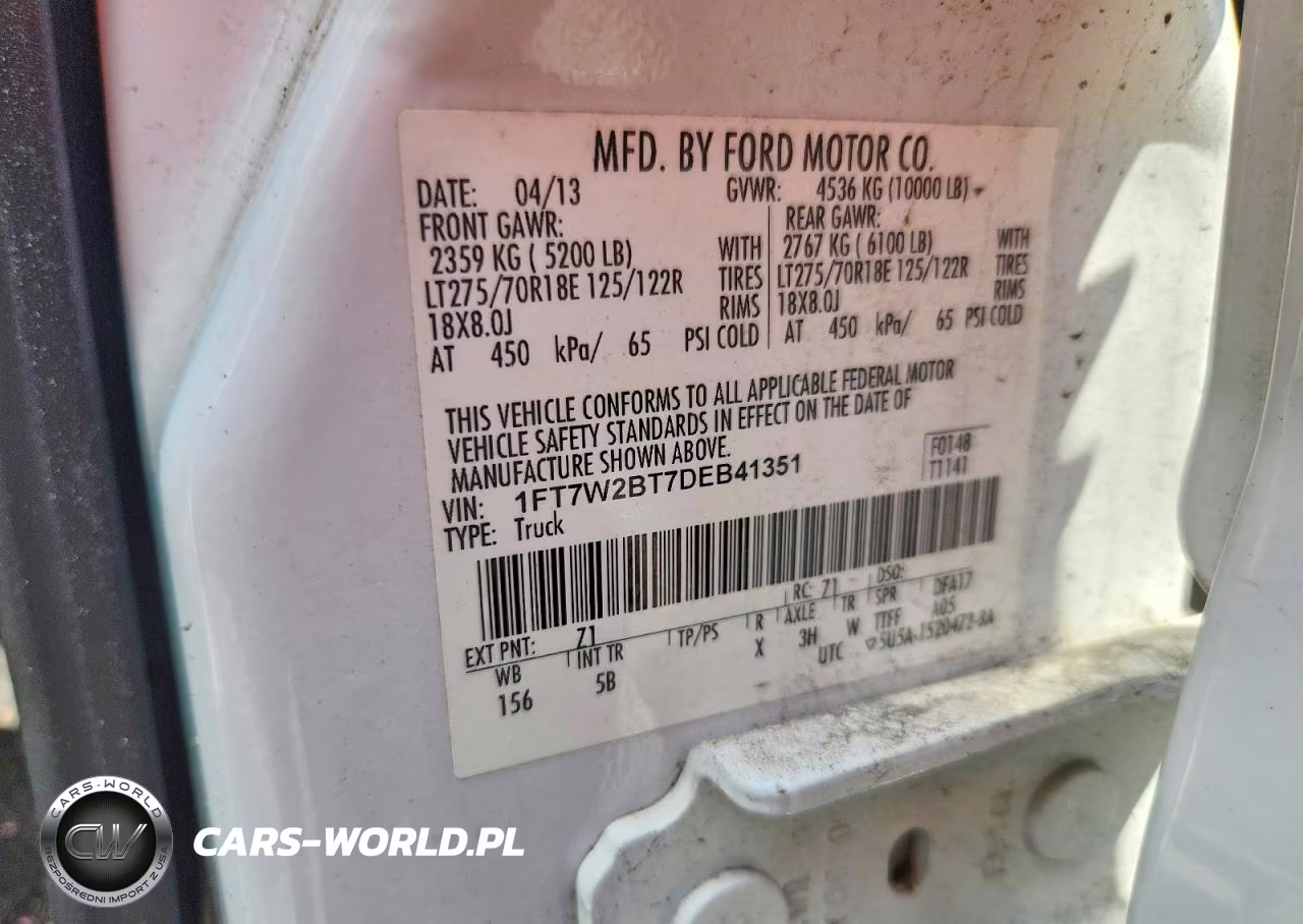 2013 Ford F250 Super Duty VIN:1FT7W2BT7DEB41351 - 12