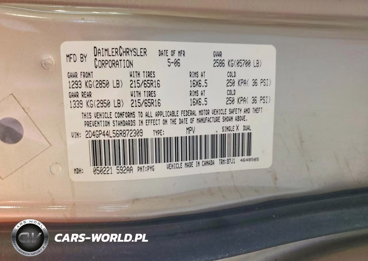 2006 Dodge Grand Caravan Sxt VIN:2D4GP44L56R872309 - 13