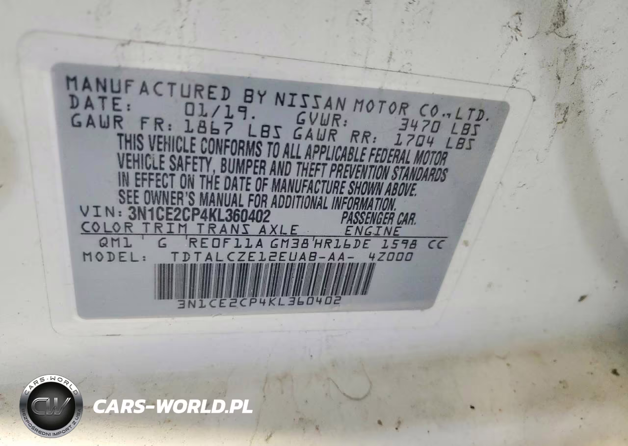 2019 Nissan Versa Note S VIN:3N1CE2CP4KL360402 - 13