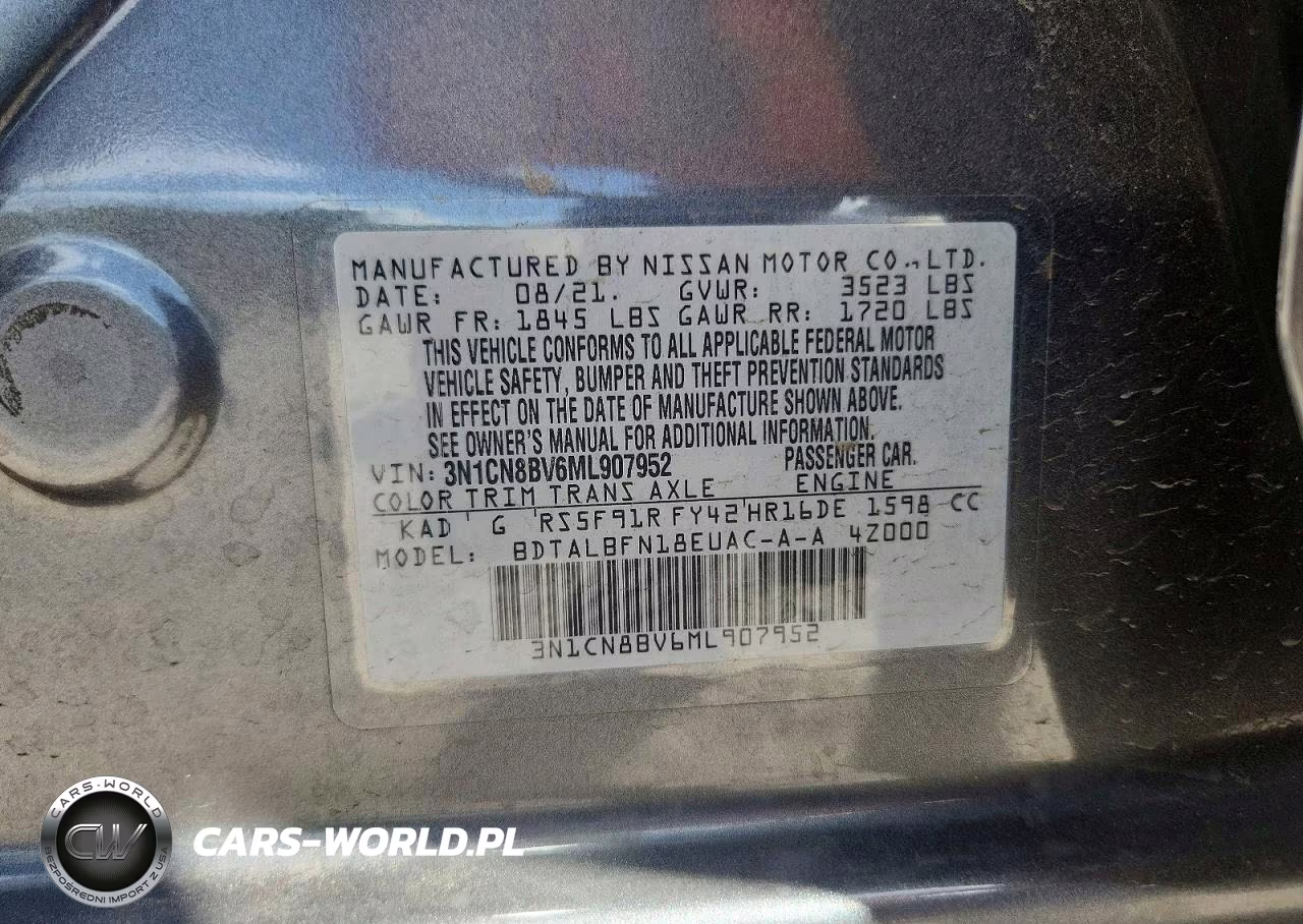 2021 Nissan Versa S VIN:3N1CN8BV6ML907952 - 12