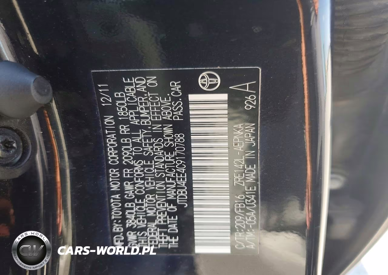 2012 Toyota Corolla Le VIN:JTDBU4EE4C9170788 - 12