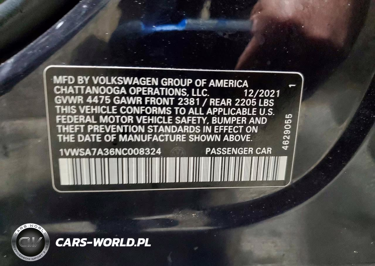 2022 Volkswagen Passat Se VIN:1VWSA7A36NC008324 - 12