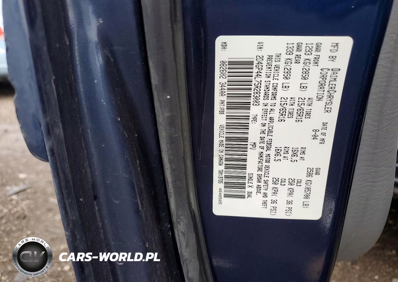 2005 Dodge Grand Caravan Sxt VIN:2D4GP44L75R283003 - 13
