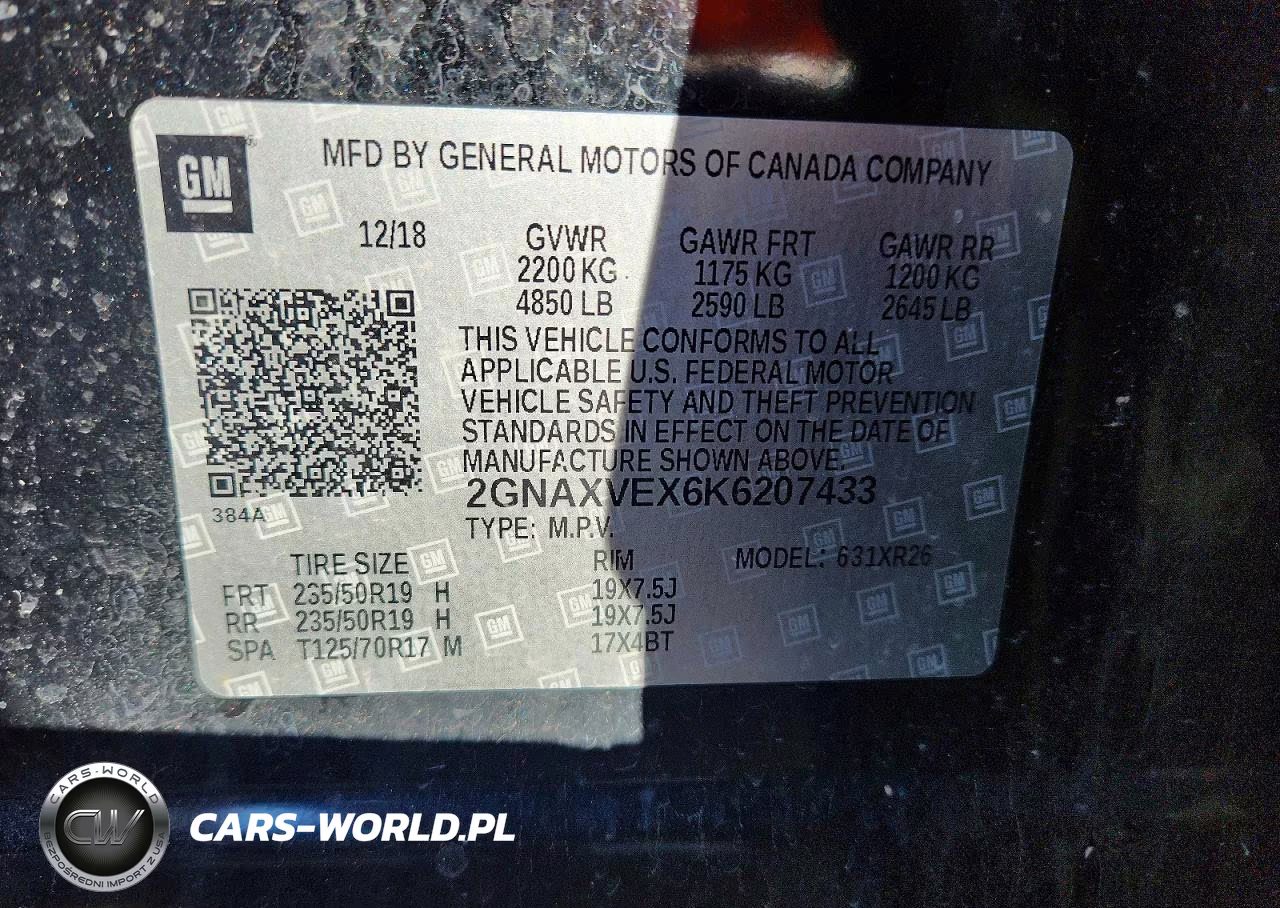 2019 Chevrolet Equinox Lt VIN:2GNAXVEX6K6207433 - 13