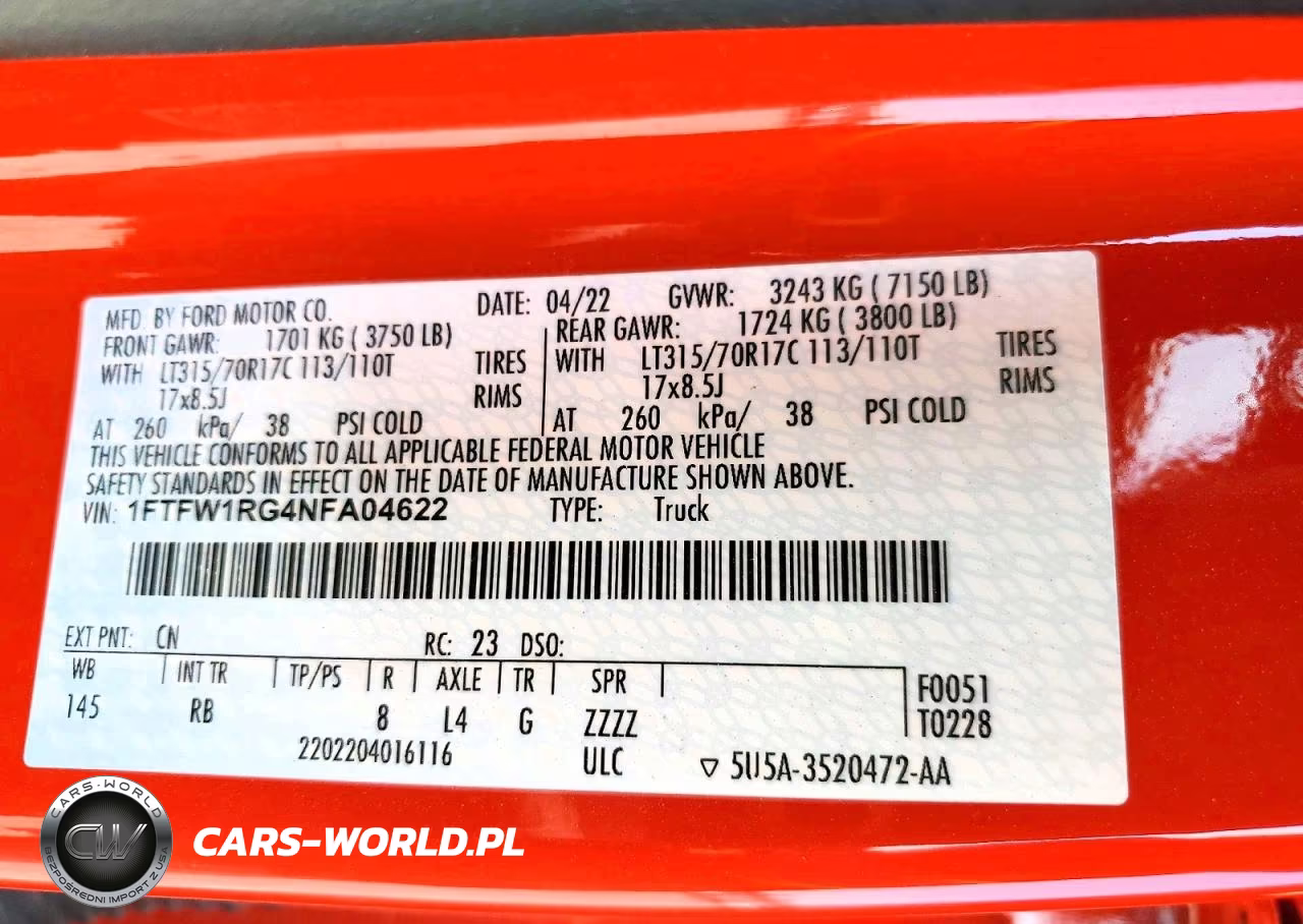 2022 Ford F150 Raptor VIN:1FTFW1RG4NFA04622 - 12