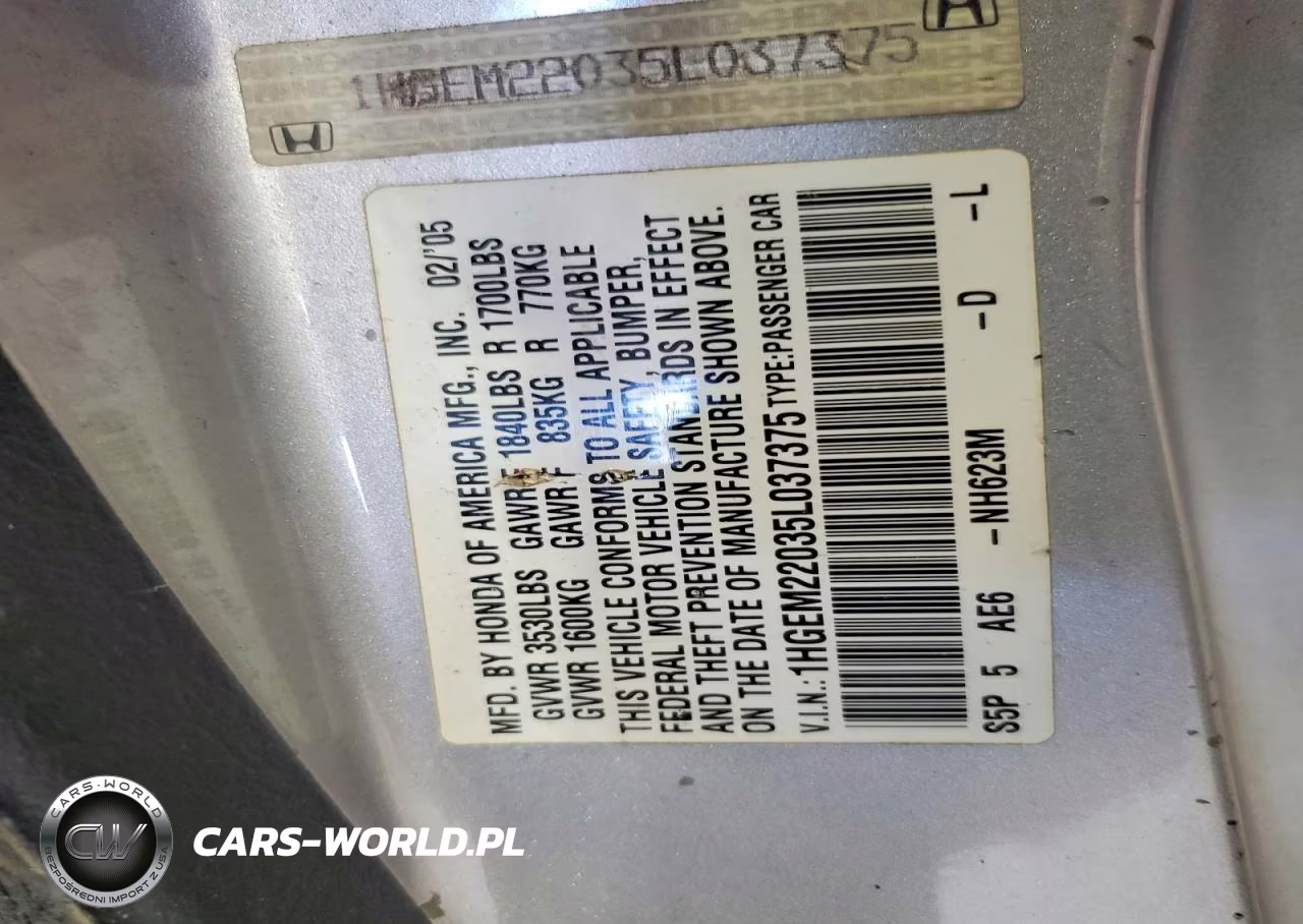 2005 Honda Civic Ex VIN:1HGEM22035L037375 - 12