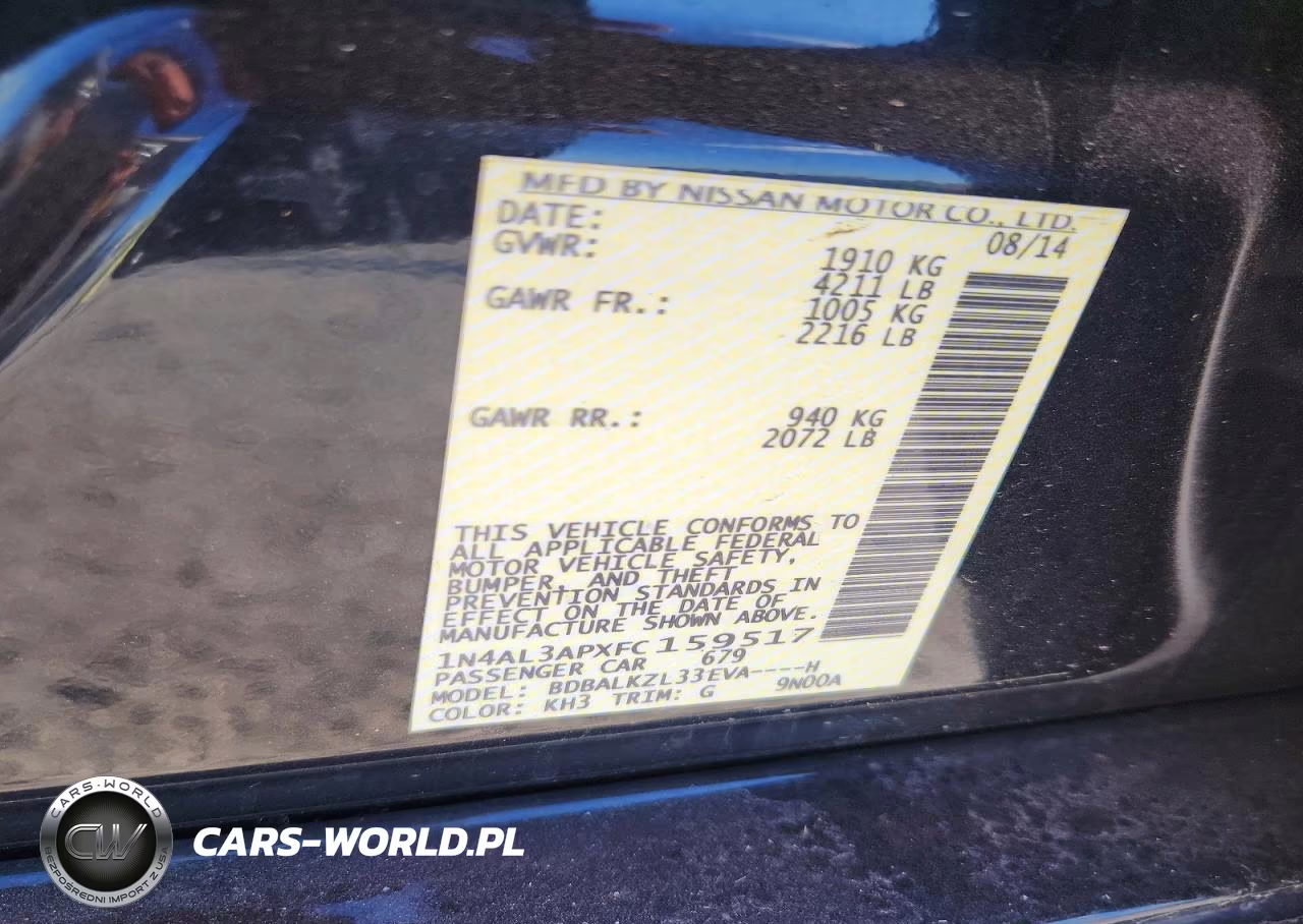 2015 Nissan Altima 2.5 Sv VIN:1N4AL3APXFC159517 - 12