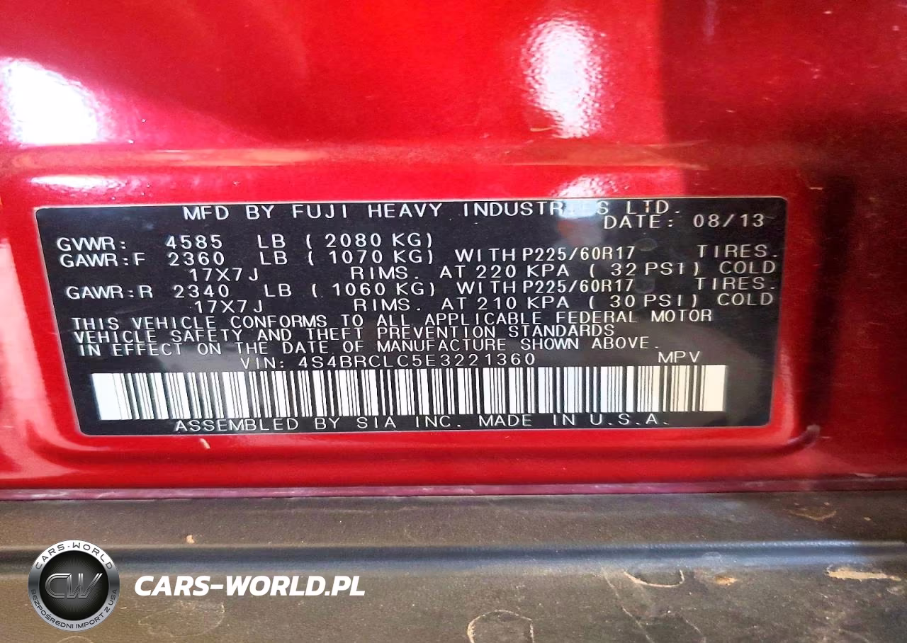 2014 Subaru Outback 2.5I Limited VIN:4S4BRCLC5E3221360 - 12