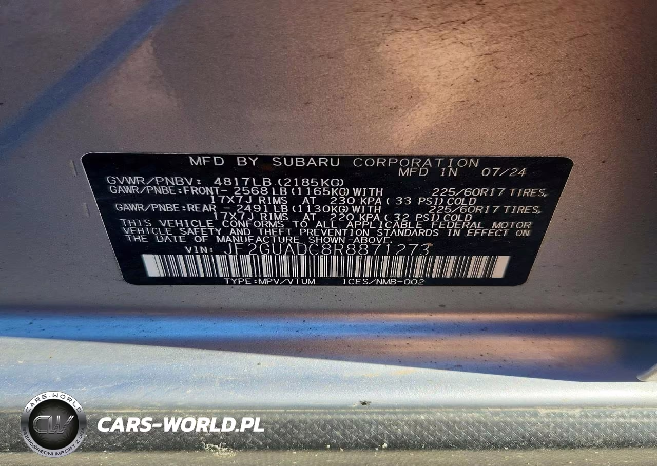 2024 Subaru Crosstrek Premium VIN:JF2GUADC8R8871273 - 14