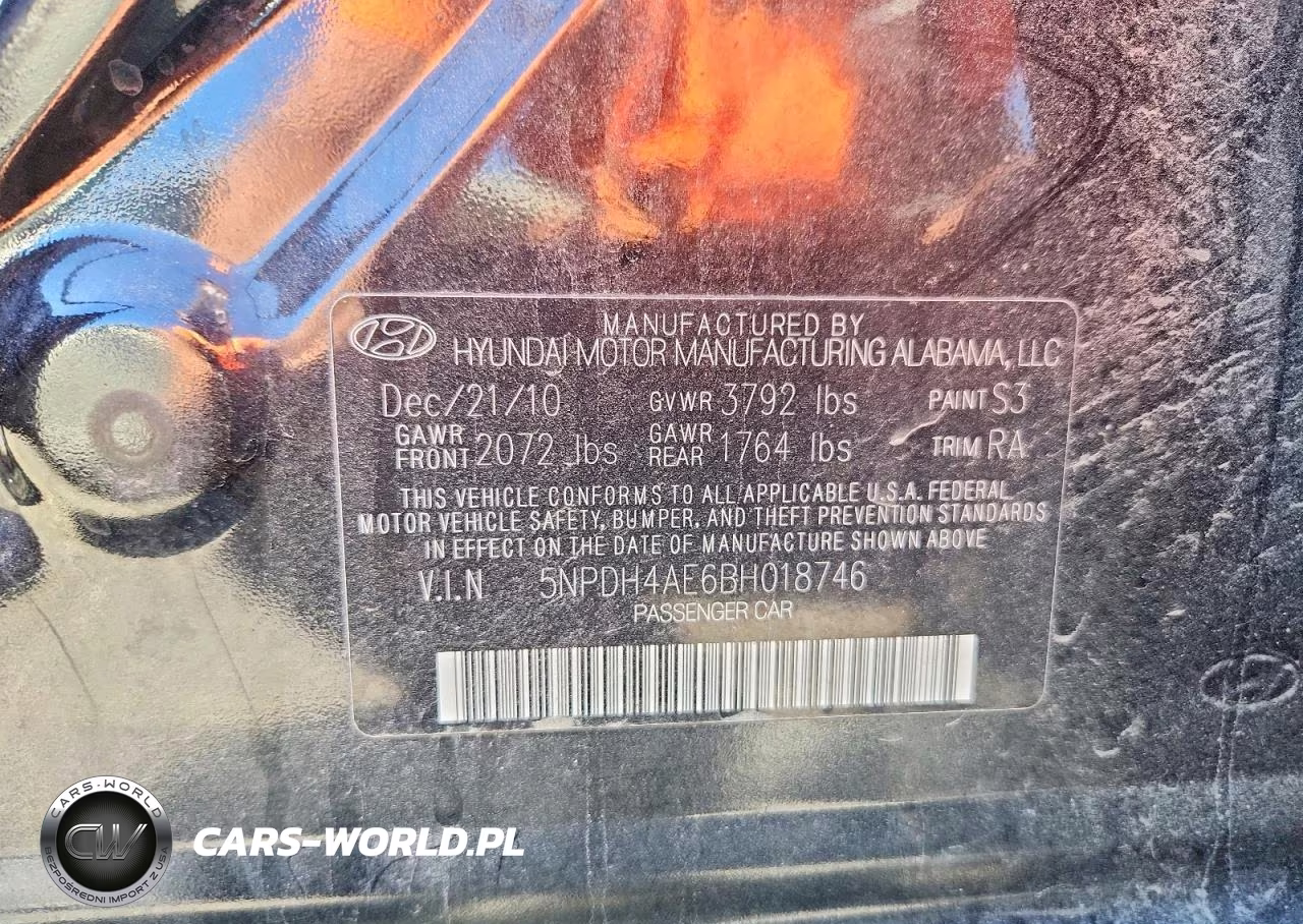2011 Hyundai Elantra Limited VIN:5NPDH4AE6BH018746 - 12