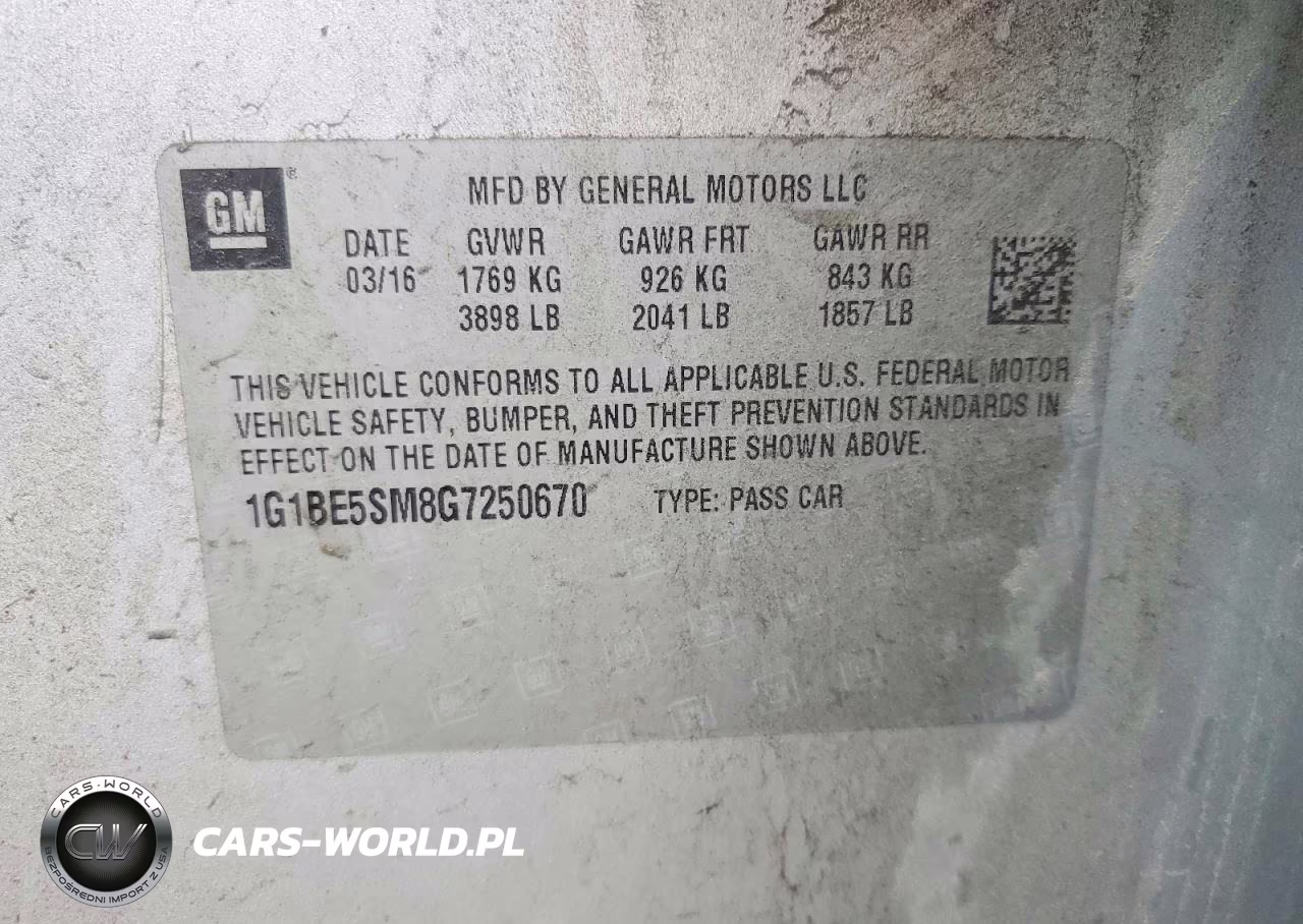 2016 Chevrolet Cruze Lt VIN:1G1BE5SM8G7250670 - 12