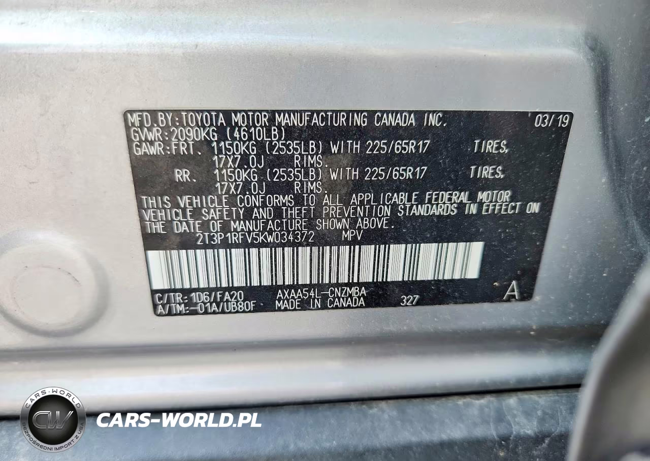 2019 Toyota Rav4 Xle VIN:2T3P1RFV5KW034372 - 12