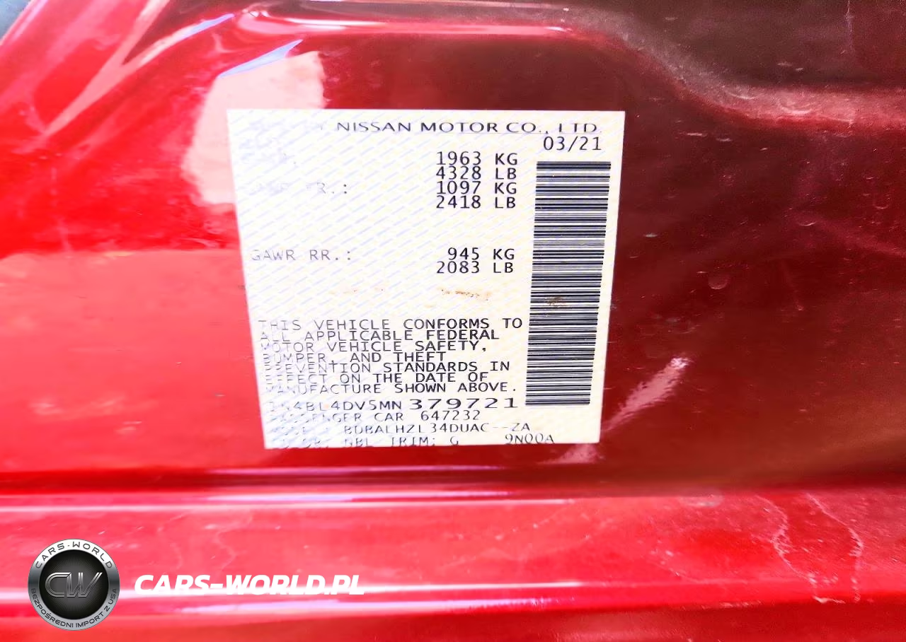 2021 Nissan Altima Sv VIN:1N4BL4DV5MN379721 - 12