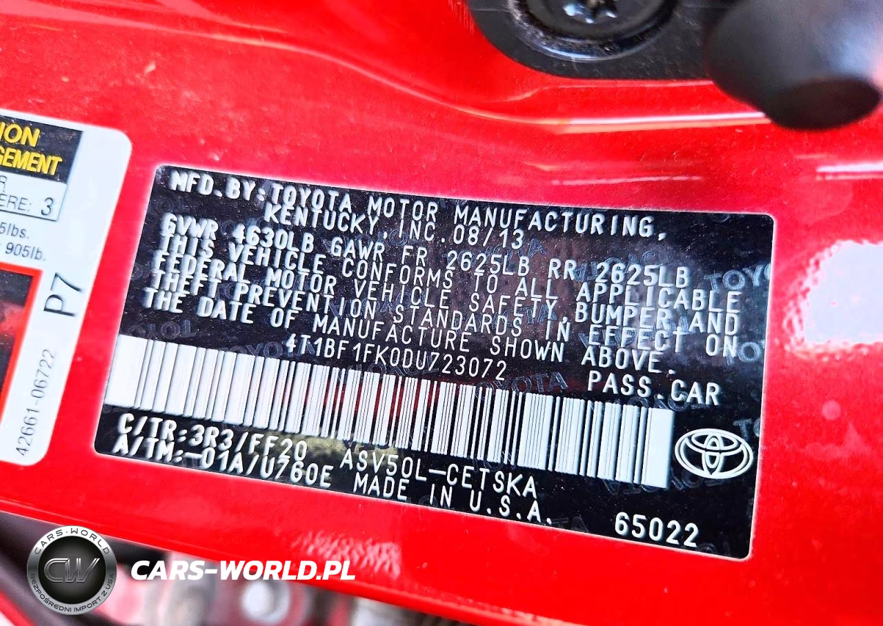 2013 Toyota Camry Se VIN:4T1BF1FK0DU723072 - 12