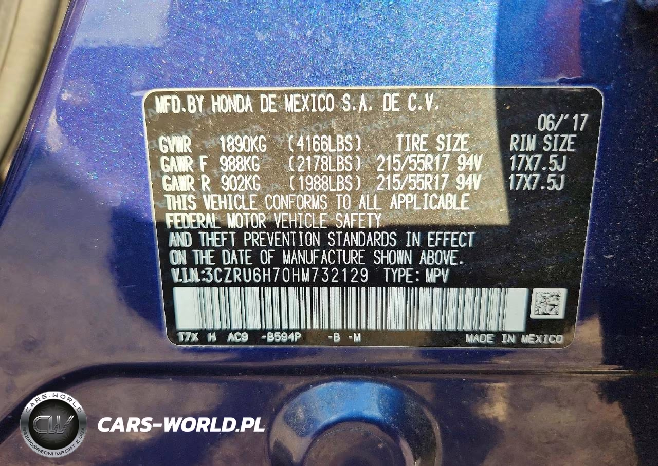 2017 Honda Hr-V Exl VIN:3CZRU6H70HM732129 - 13