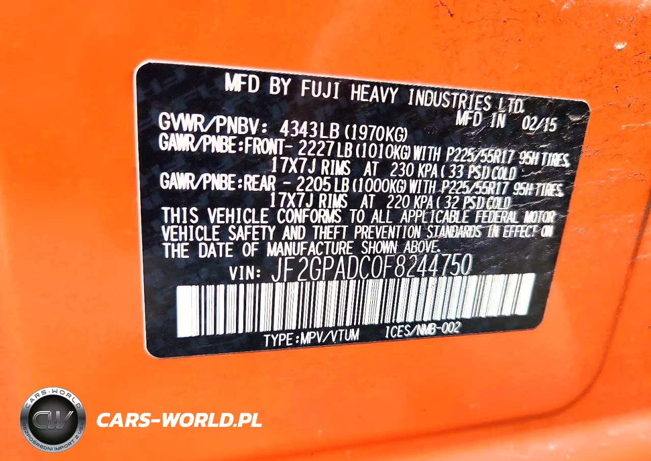 2015 Subaru Xv Crosstrek 2.0 Premium VIN:JF2GPADC0F8244750 - 12