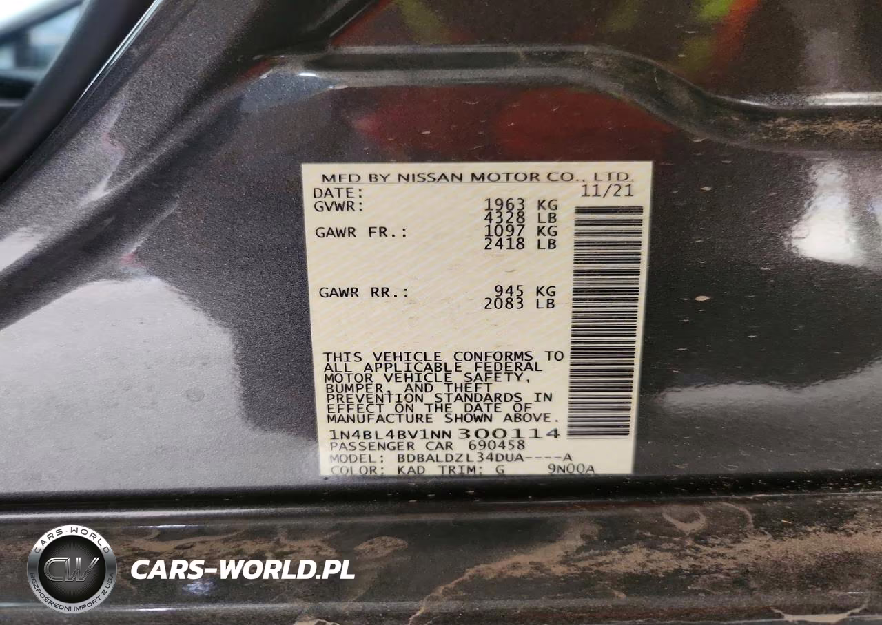 2022 Nissan Altima S VIN:1N4BL4BV1NN300114 - 12