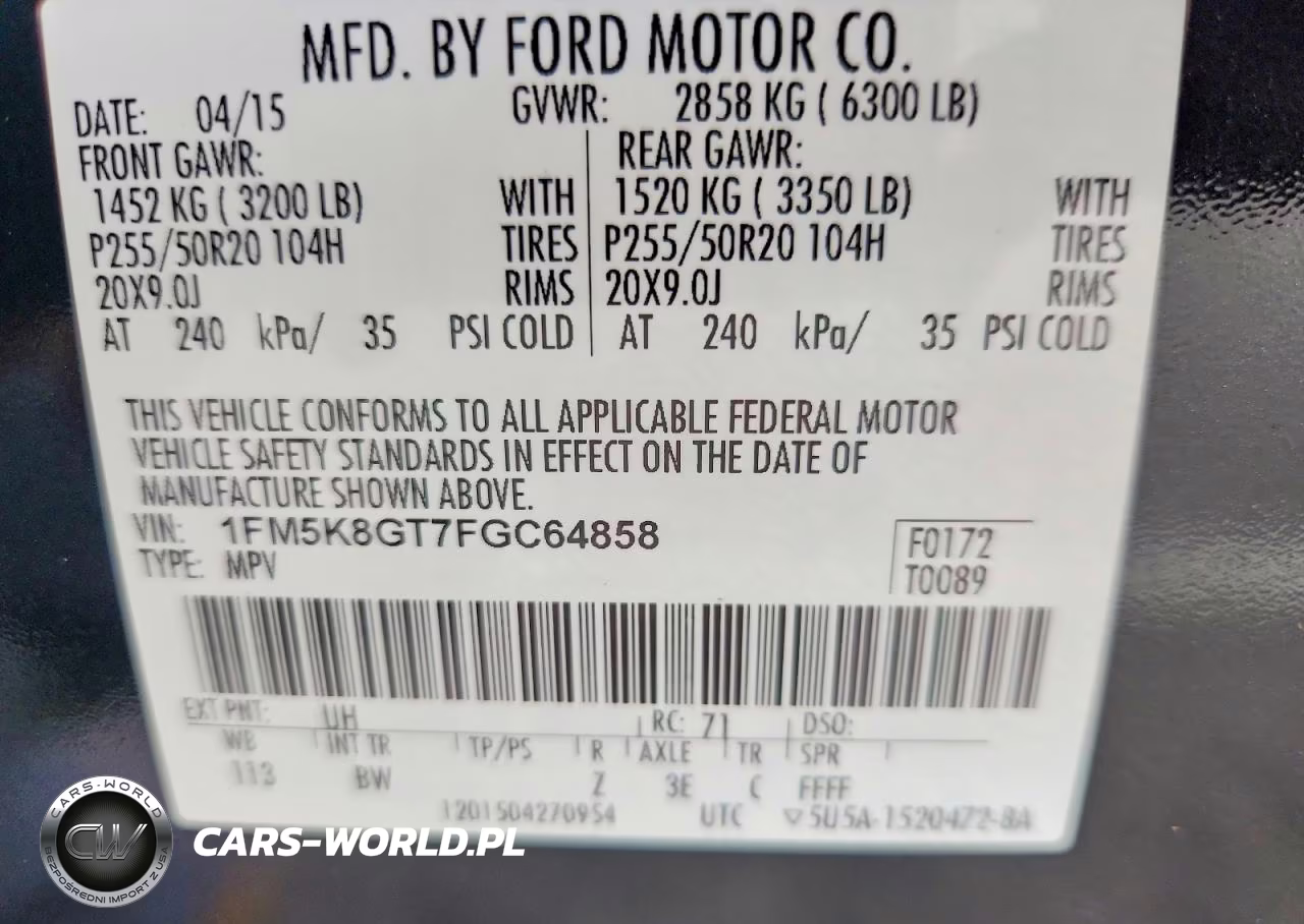 2015 Ford Explorer Sport VIN:1FM5K8GT7FGC64858 - 14