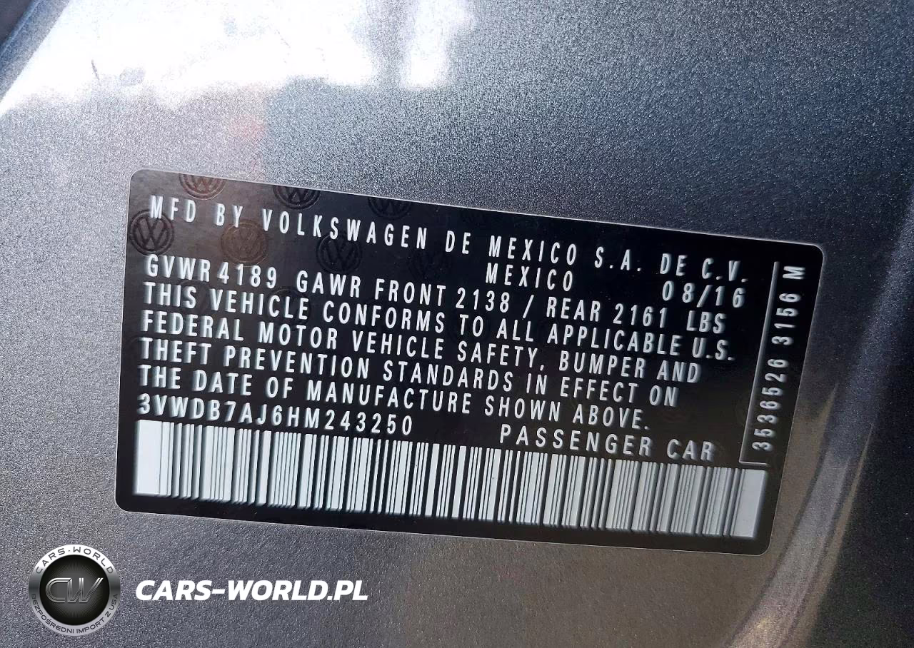 2017 Volkswagen Jetta Se VIN:3VWDB7AJ6HM243250 - 12