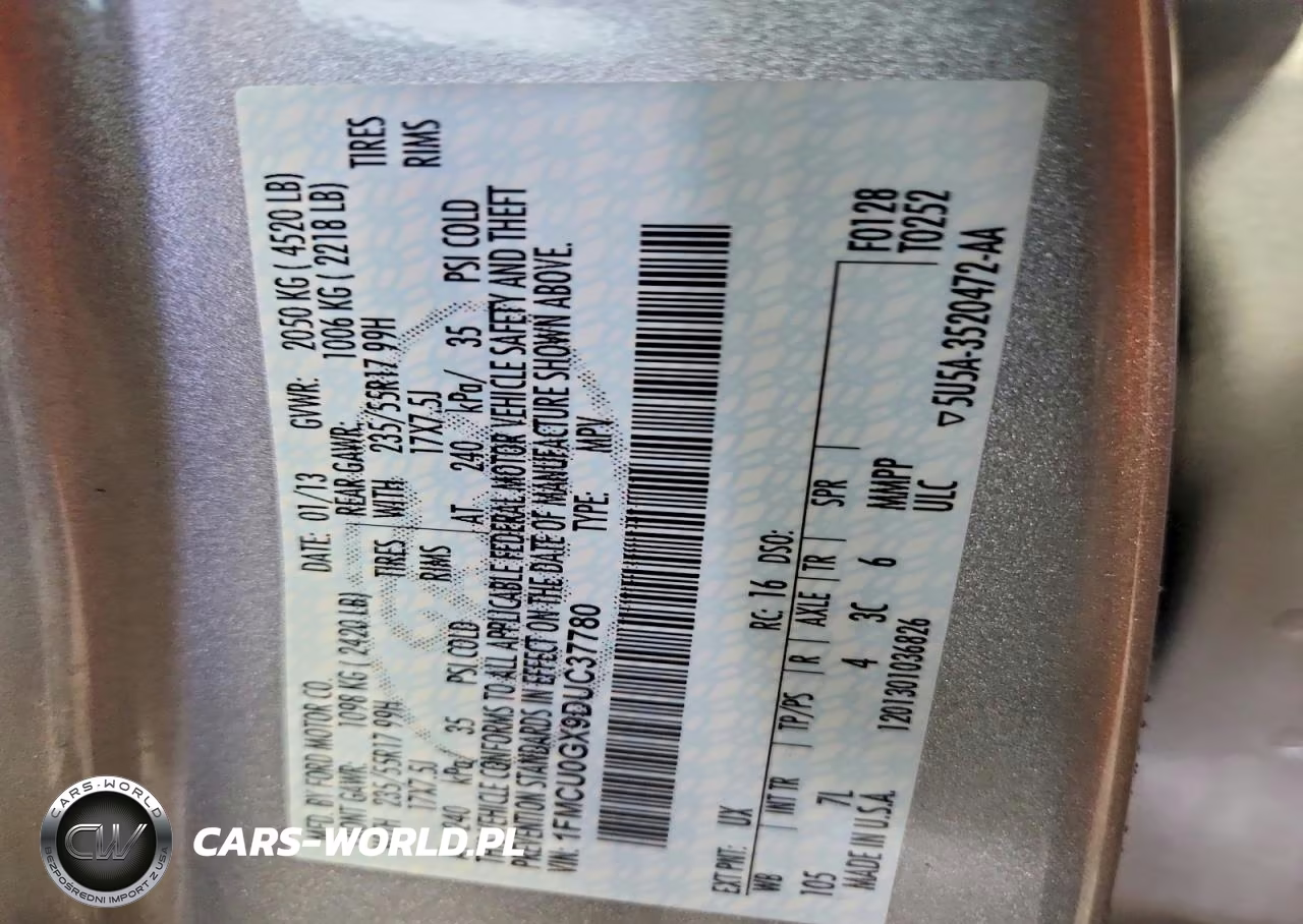 2013 Ford Escape Se VIN:1FMCU0GX9DUC37780 - 13