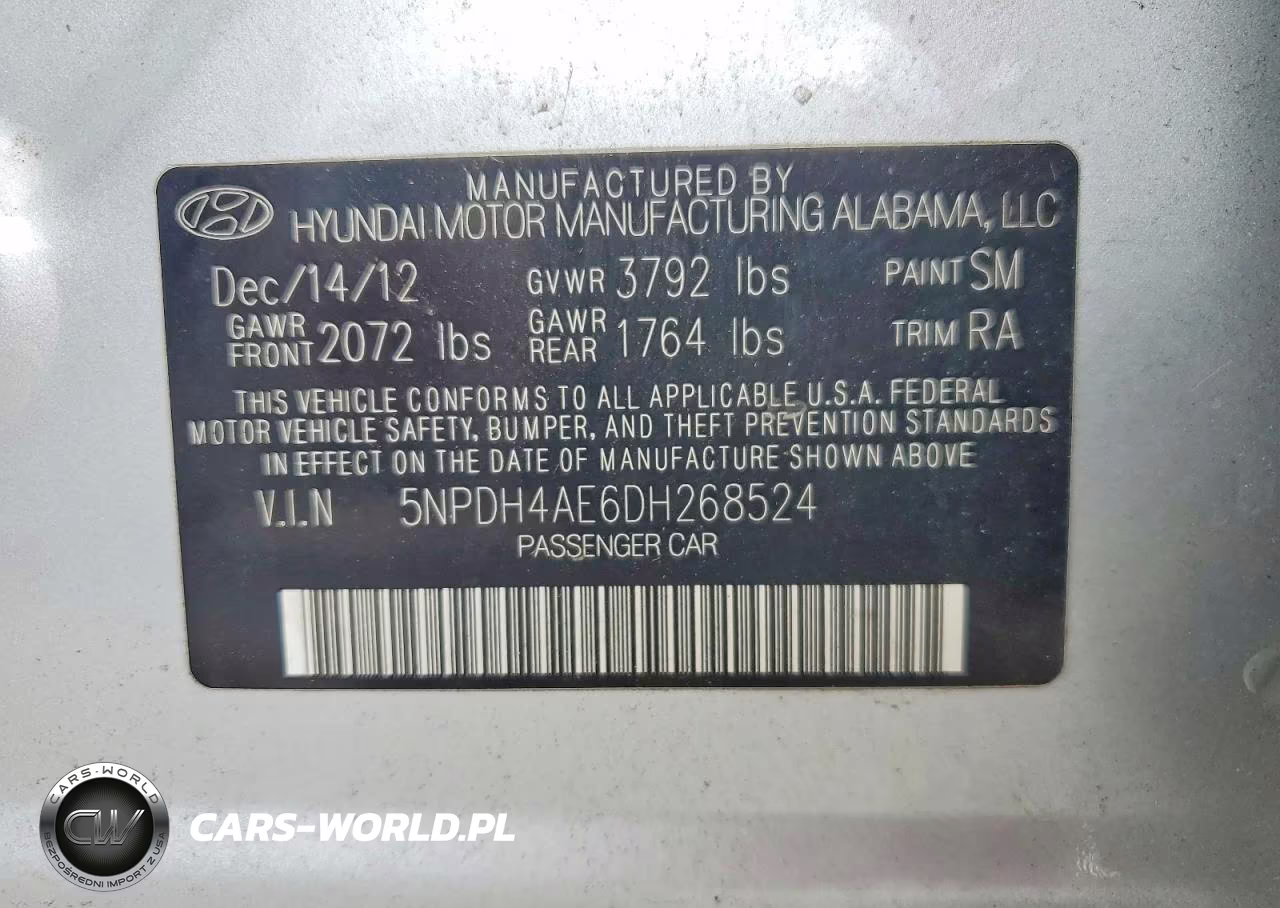 2013 Hyundai Elantra Gls VIN:5NPDH4AE6DH268524 - 12