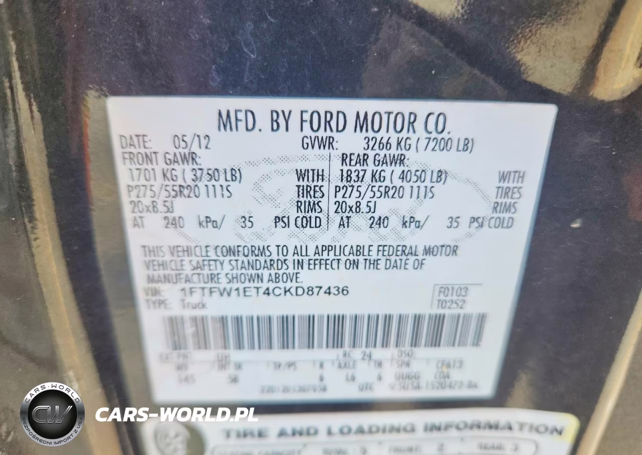 2012 Ford F150 Supercrew VIN:1FTFW1ET4CKD87436 - 12