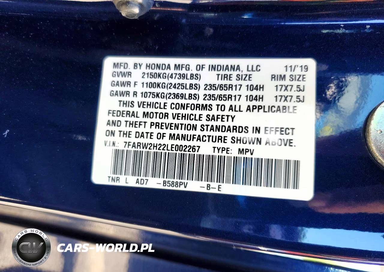 2020 Honda Cr-V Lx VIN:7FARW2H22LE002267 - 13