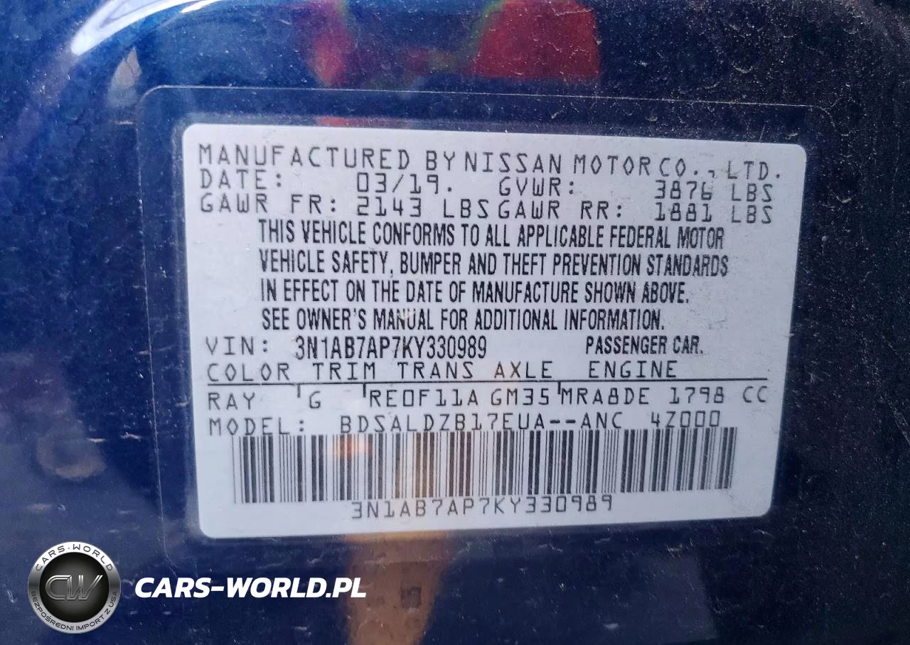 2019 Nissan Sentra Sv VIN:3N1AB7AP7KY330989 - 12