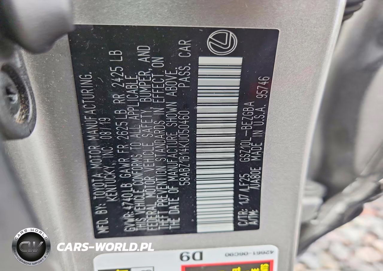 2019 Lexus Es 350 VIN:58ABZ1B14KU050460 - 12