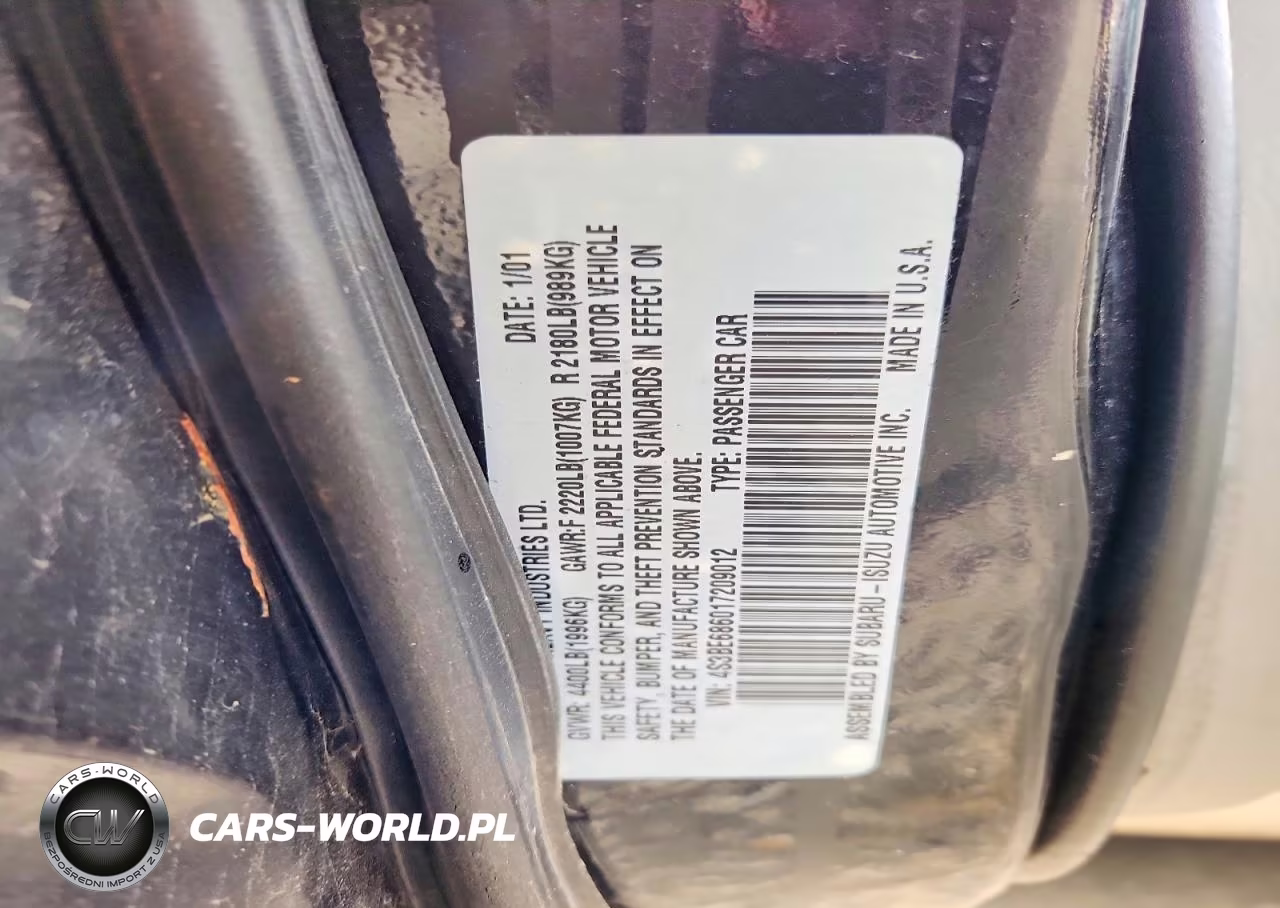 2001 Subaru Legacy Outback Limited VIN:4S3BE686017209012 - 12