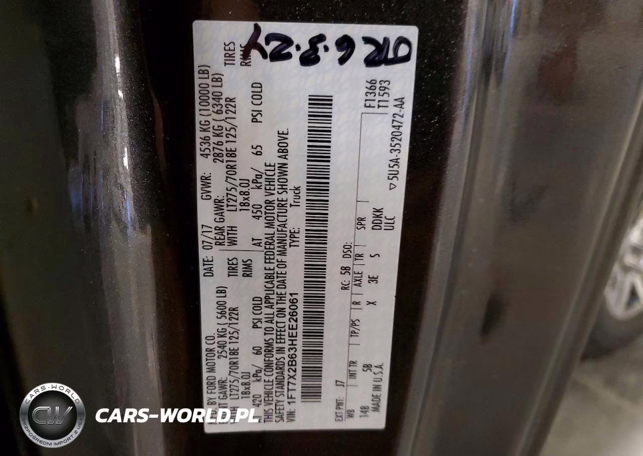 2017 Ford F250 Super Duty VIN:1FT7X2B63HEE26061 - 12