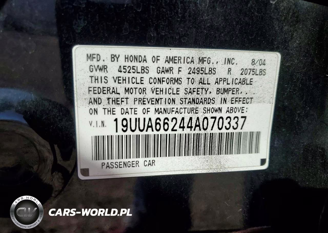 2004 Acura Tl VIN:19UUA66244A070337 - 13