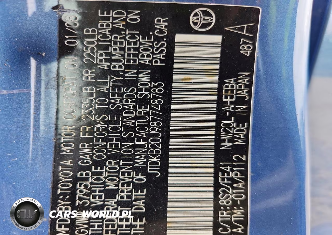 2008 Toyota Prius Base VIN:JTDKB20U987748783 - 12