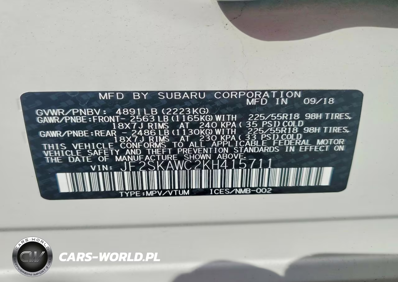 2019 Subaru Forester Touring VIN:JF2SKAWC2KH415711 - 14