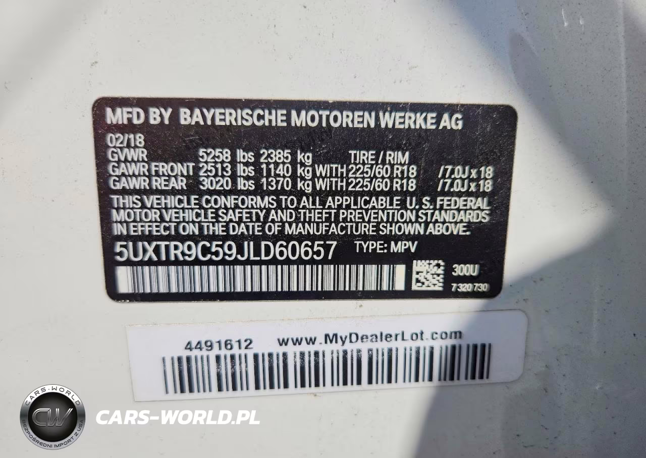 2018 BMW X3 xDrive30I VIN:5UXTR9C59JLD60657 - 13