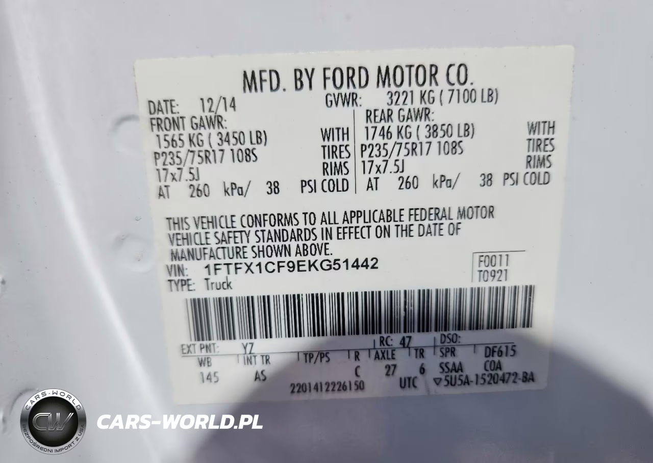 2014 Ford F-150 Xl VIN:1FTFX1CF9EKG51442 - 12
