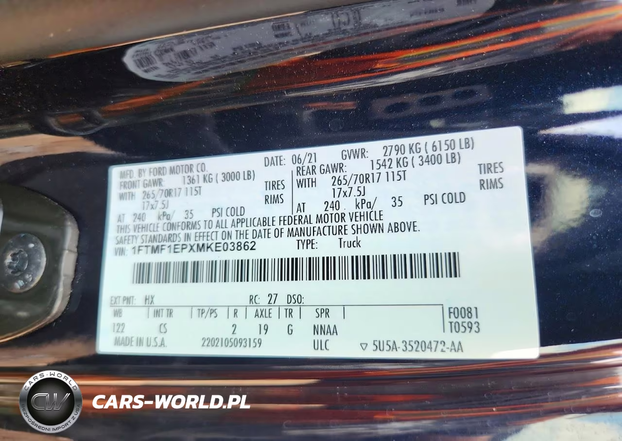 2021 Ford F150 VIN:1FTMF1EPXMKE03862 - 12