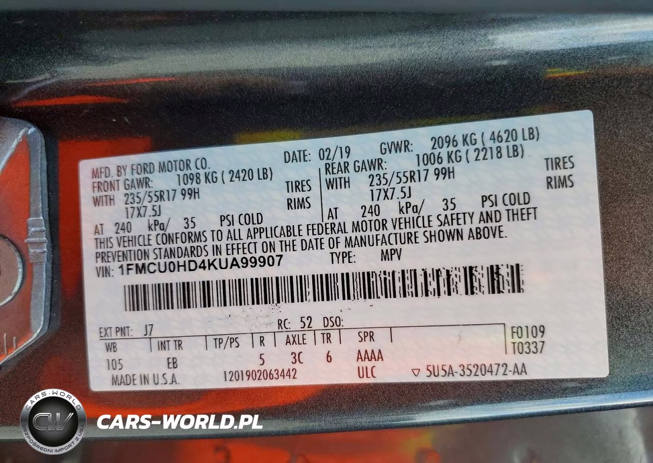 2019 Ford Escape Sel VIN:1FMCU0HD4KUA99907 - 14