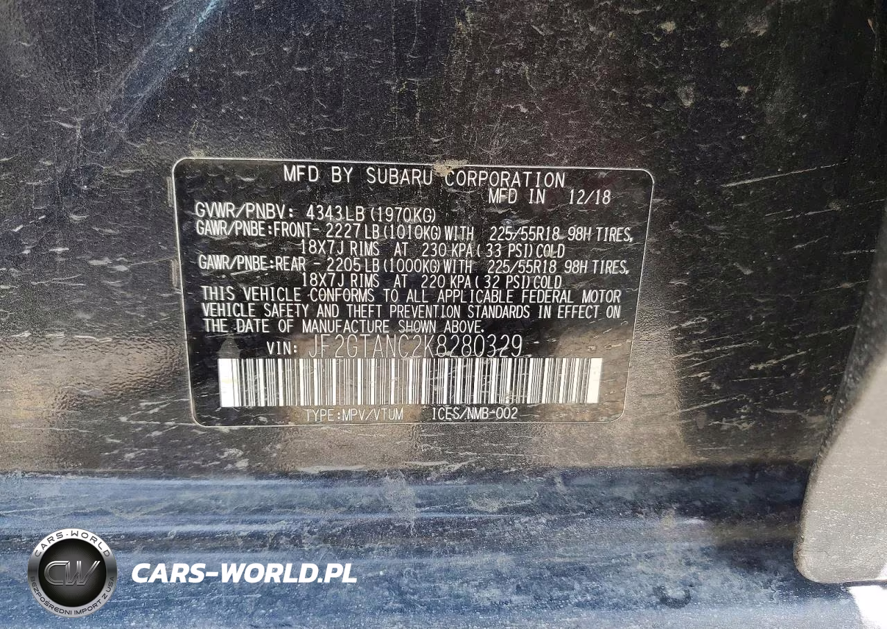 2019 Subaru Crosstrek Limited VIN:JF2GTANC2K8280329 - 13