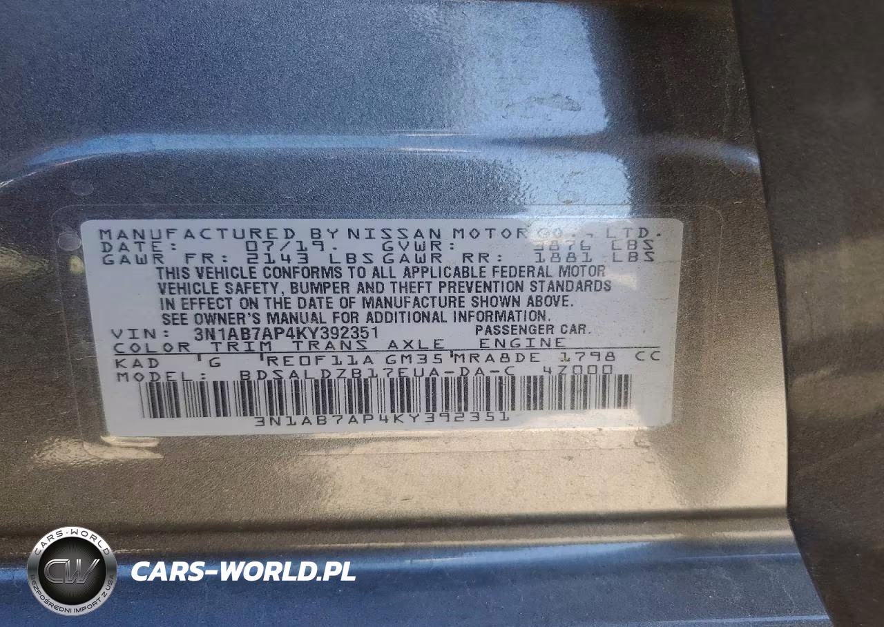 2019 Nissan Sentra Sv VIN:3N1AB7AP4KY392351 - 12