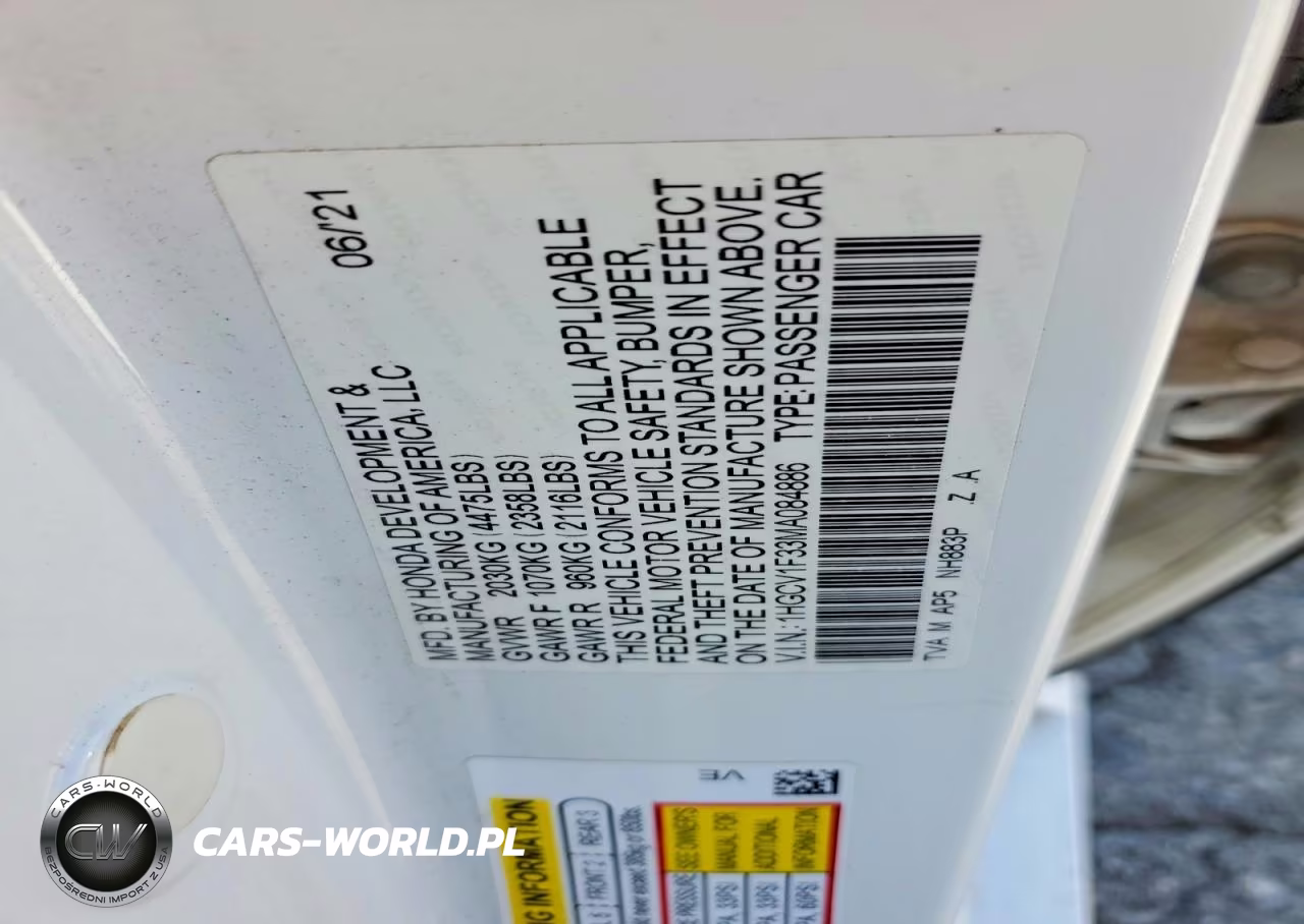 2021 Honda Accord Sport VIN:1HGCV1F33MA084886 - 13