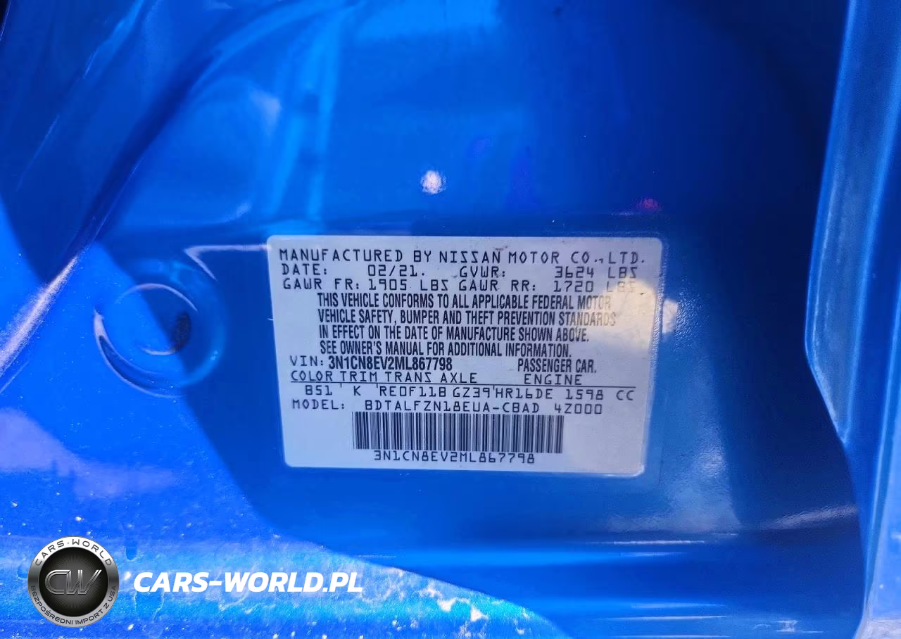 2021 Nissan Versa Sv VIN:3N1CN8EV2ML867798 - 12
