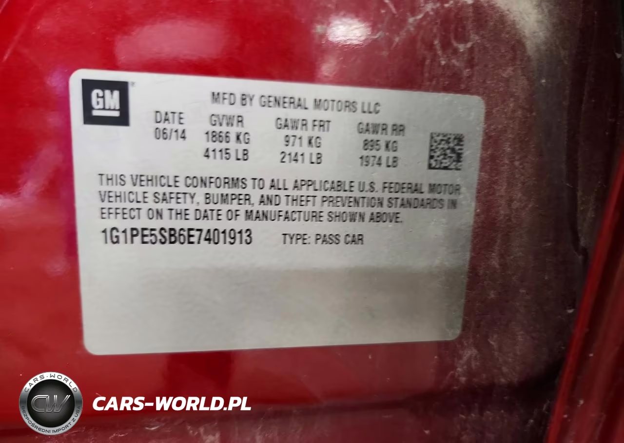 2014 Chevrolet Cruze Lt VIN:1G1PE5SB6E7401913 - 12