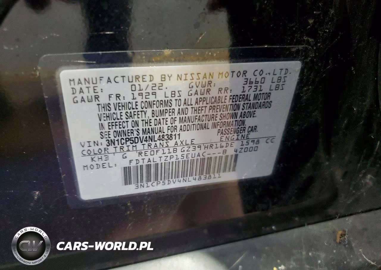 2022 Nissan Kicks Sr VIN:3N1CP5DV4NL483811 - 12