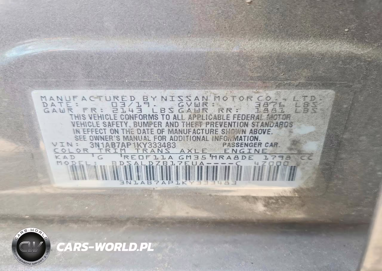 2019 Nissan Sentra Sv VIN:3N1AB7AP1KY333483 - 12